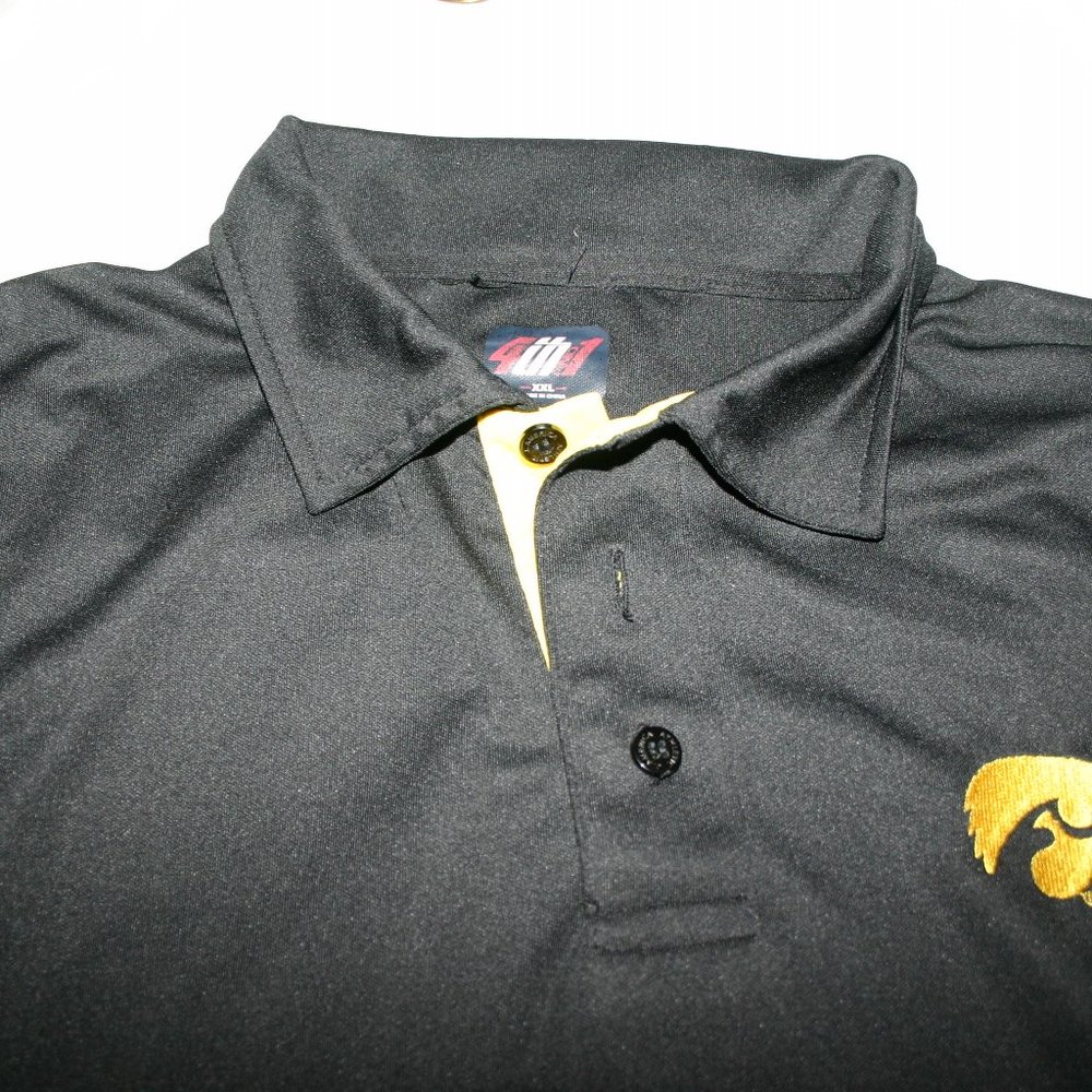 Black XXL Iowa Hawkeyes Polo Embroidered Hawkeye on left Chest